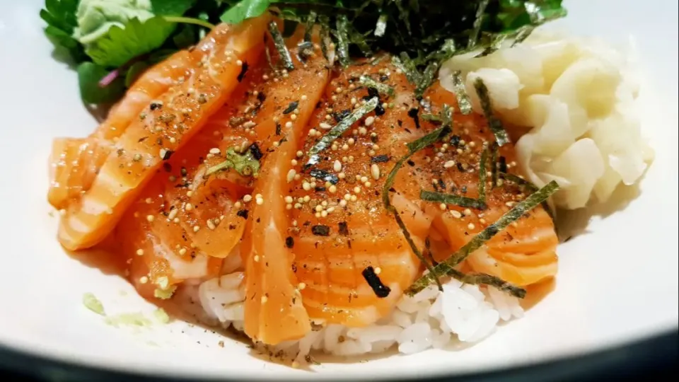 salmon with rice|steven z.y.さん