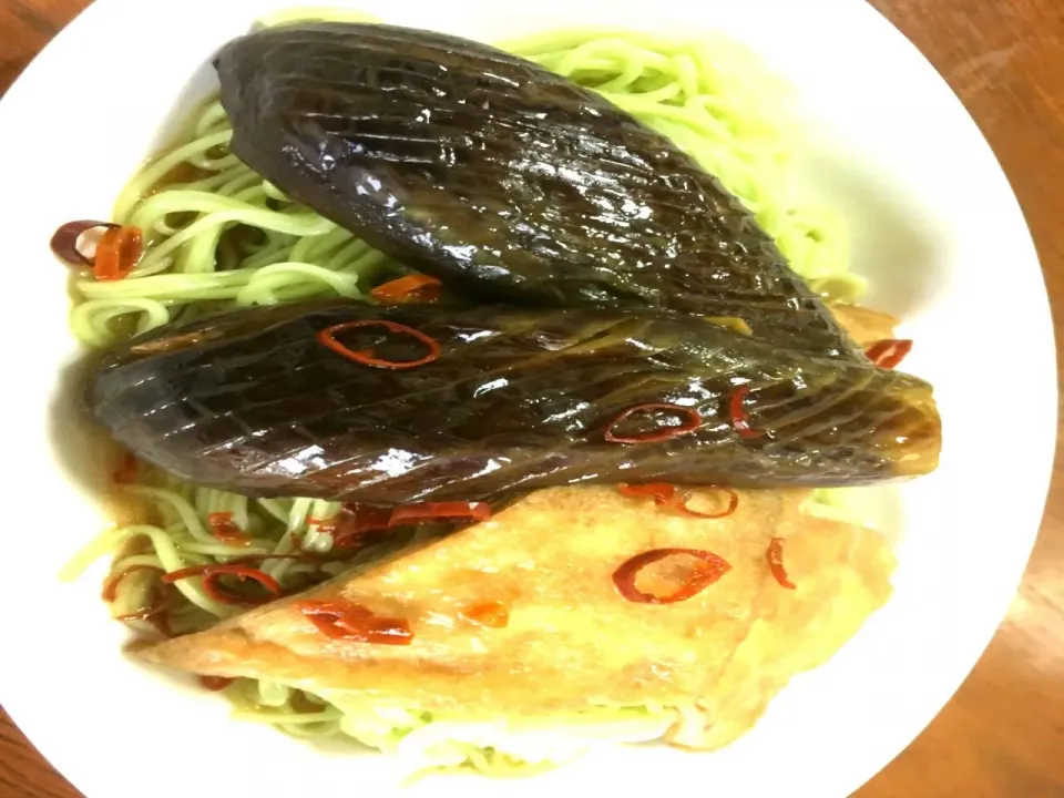 小豆島　オリーブ素麺を茄子とあげの煮浸しで!|デコママムさん