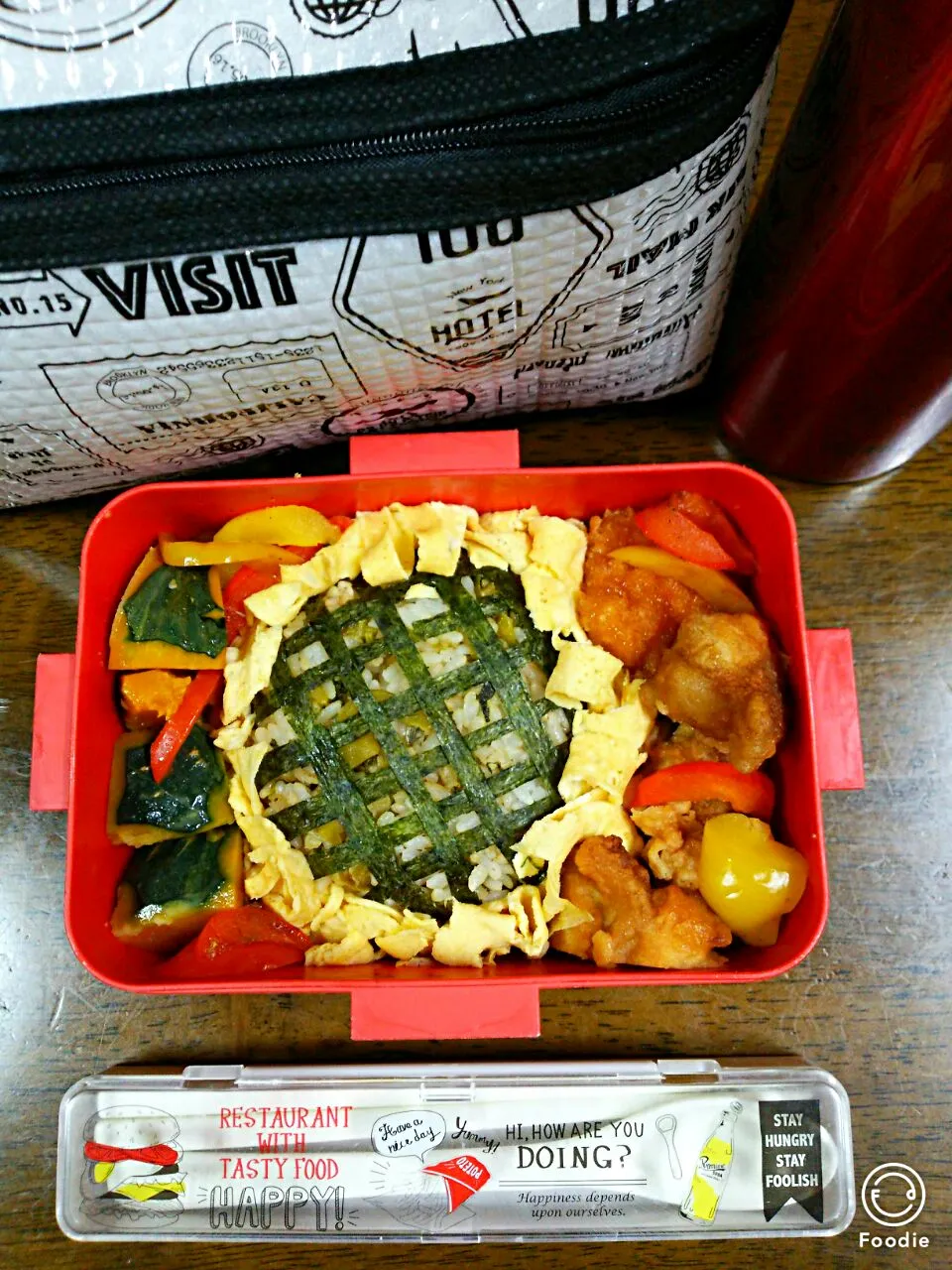 娘弁当🍱
    お盆休み明け～
高菜焼き飯😃
    なんとなく向日葵😆|miimiさん