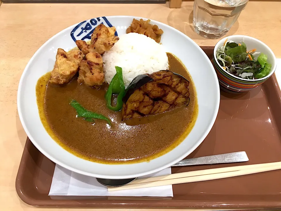 賀茂なすカレー+とり天|しのぶさん