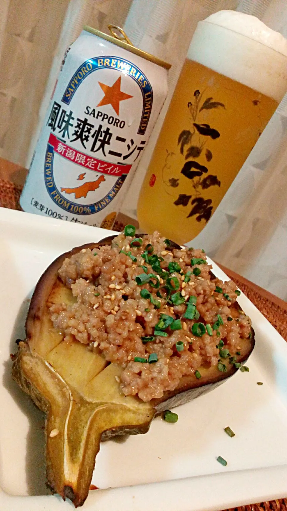 米ナス肉味噌😋✨🍻🎶
帰省したときもらった米ナス、風味爽快ニシテ🍺
美味しい💕|アイさん