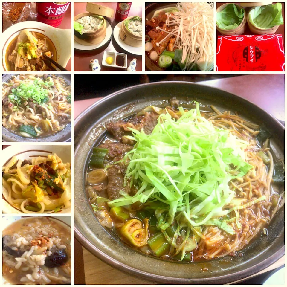 Snapdishの料理写真:Hot Spicy Beef sinew Pot&Let's finish it up w/Udon noodles&rice👉🍲牛筋の甘辛牛筋鍋の〆はうどん&雑炊|🌈Ami🍻さん