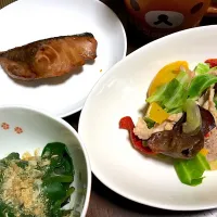 ぶり照り焼き・おかわかめのおひたし・肉野菜炒め|Yuko Kisoさん