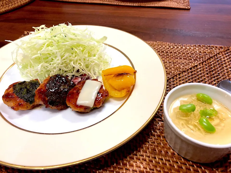 Snapdishの料理写真:鶏つくねと冷たい茶碗蒸し⭐︎料理教室で習ったのを即復習|ねぎぼうずさん