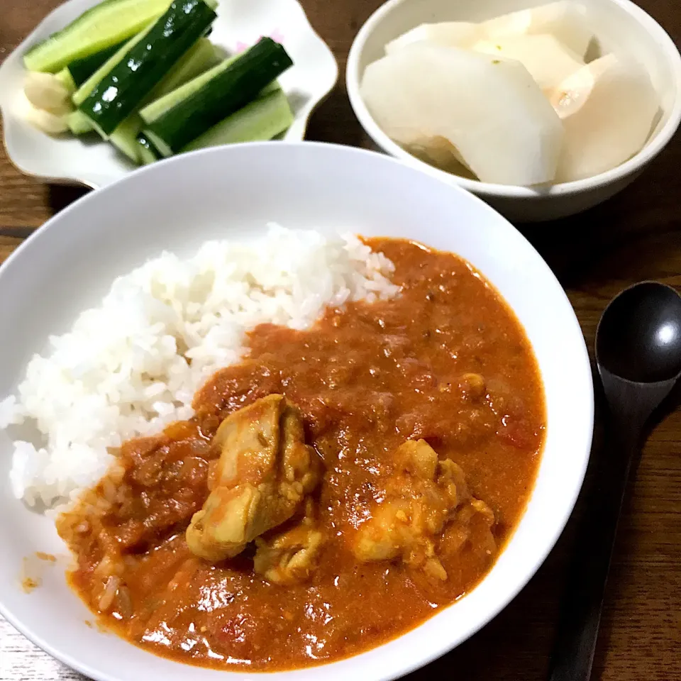 #バターチキンカレー 
 #きゅうり 
 #梨|まきさん