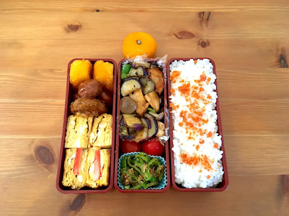 ナスとピーマン、さつま揚げのマヨガリ炒め弁当|Emi Mikadoさん