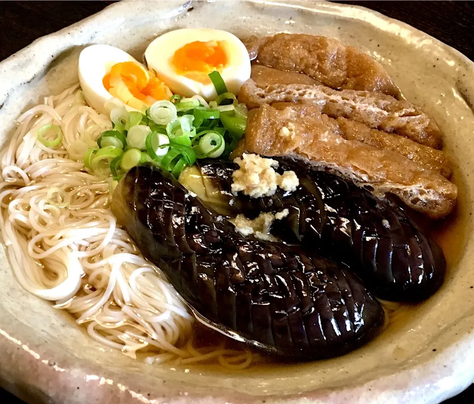 また、香川名物の🍆ナス素麺🍆
#隣県の徳島産ナス🍆
#京油揚げ|mottomoさん