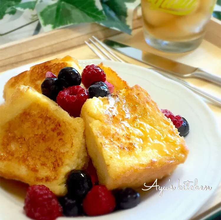 Snapdishの料理写真:夏休みランチ♪フレンチトースト♡|あゆさん