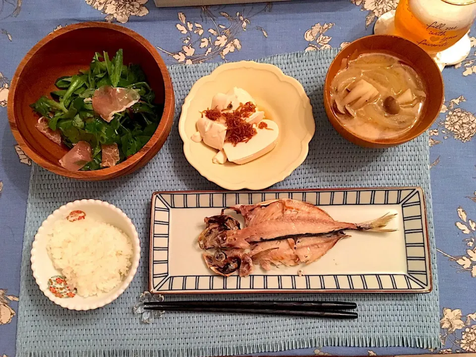 アジの開き
ちりめん冷奴
豆腐サラダ
お味噌汁|maiさん