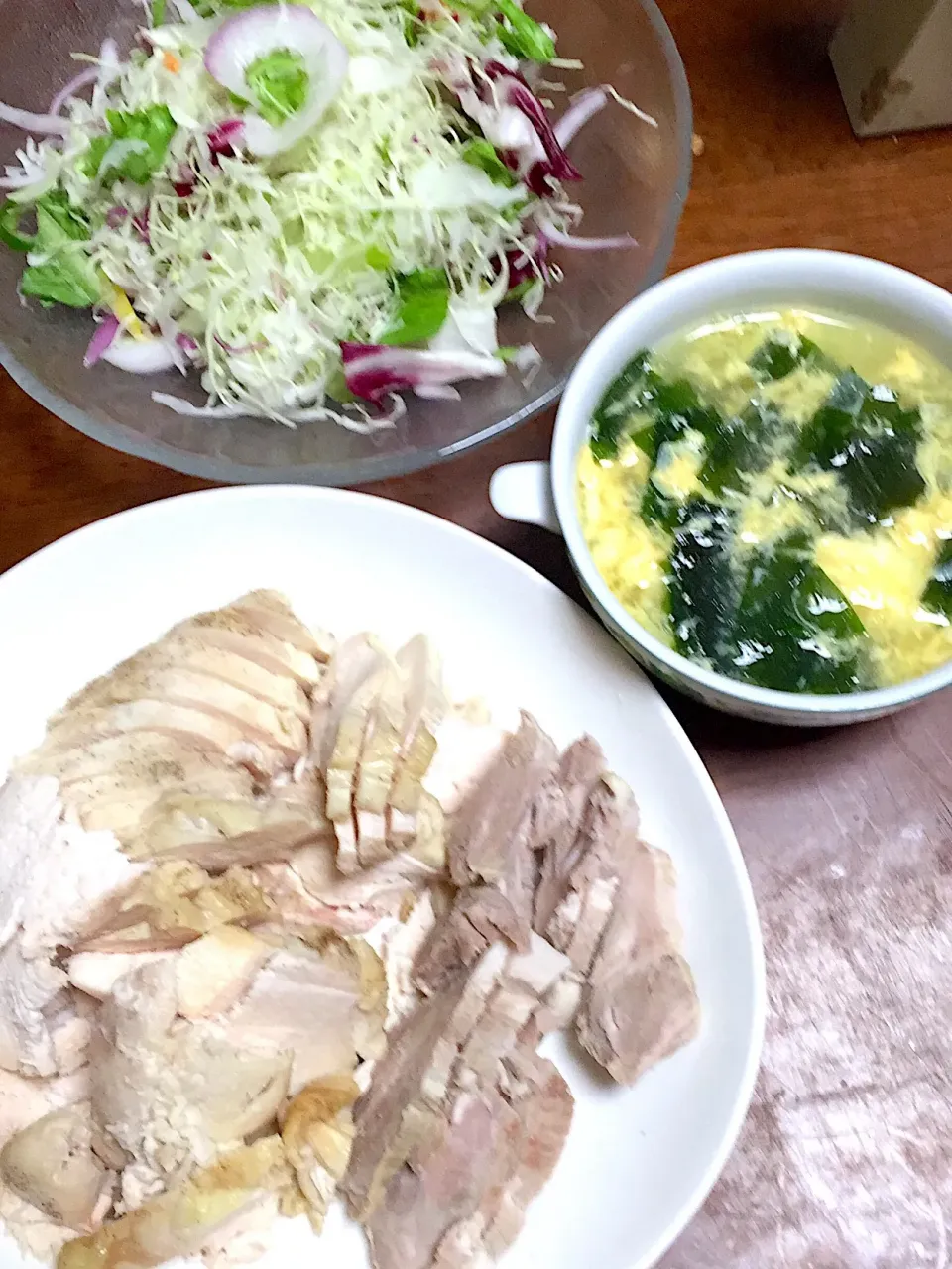 茹で鶏   茹で豚    野菜    卵スープ|掛谷節子さん