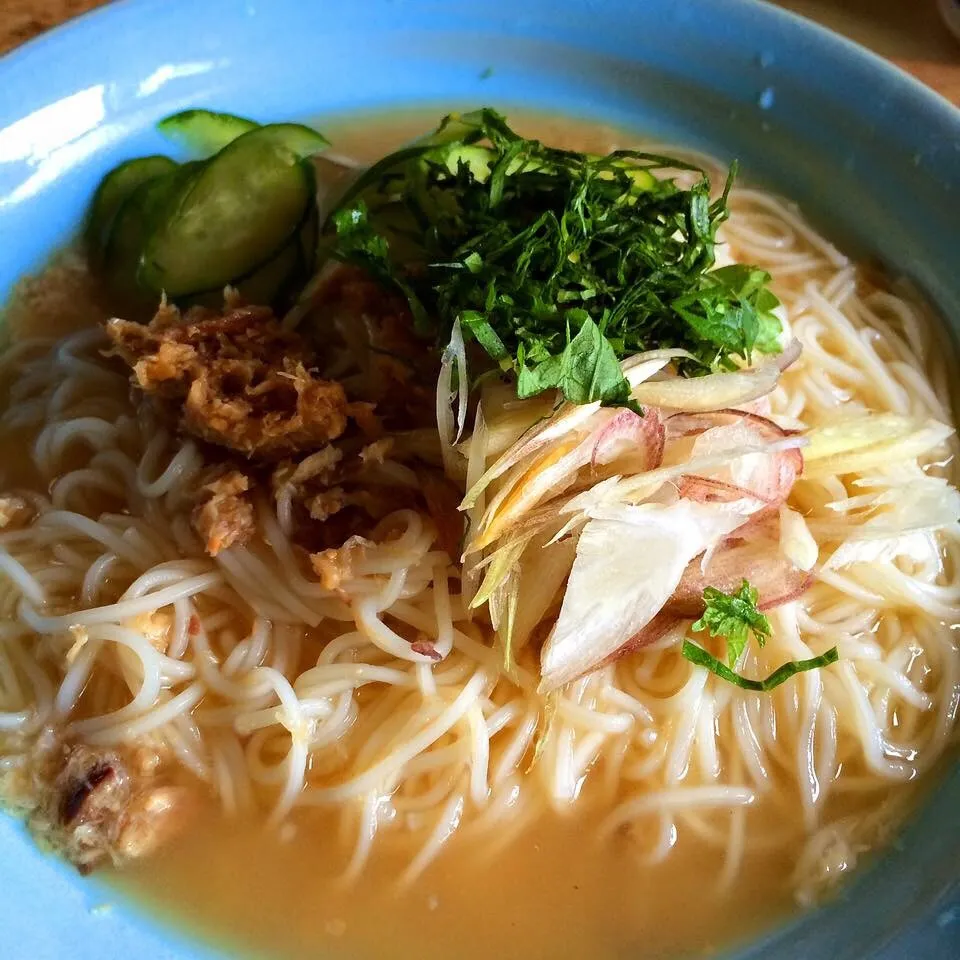 Snapdishの料理写真:焼き鯵たっぷり！冷汁そうめん|Naoko Miyataさん