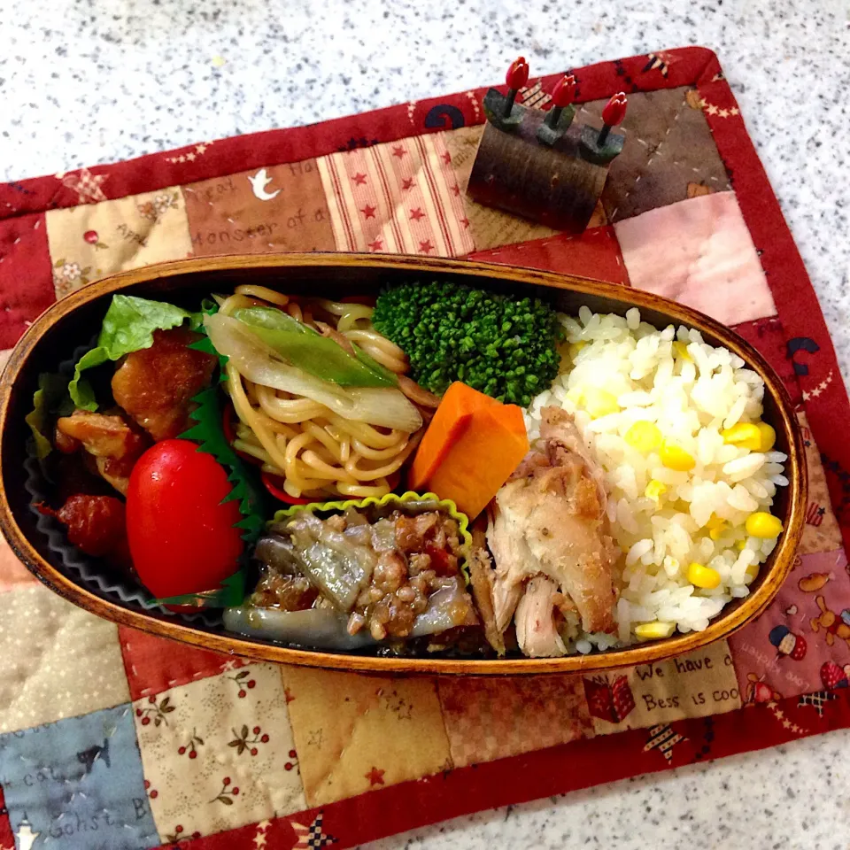 Snapdishの料理写真:今日のお弁当😊 #夫弁当  #わっぱ弁当  #地味弁|naonaomimichanさん