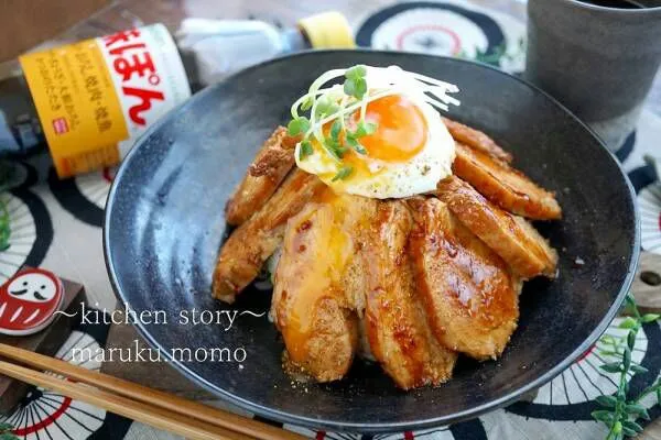 Snapdishの料理写真:味ぽんで作る！簡単鶏チャの♪チャーシュー丼|桃咲マルクさん