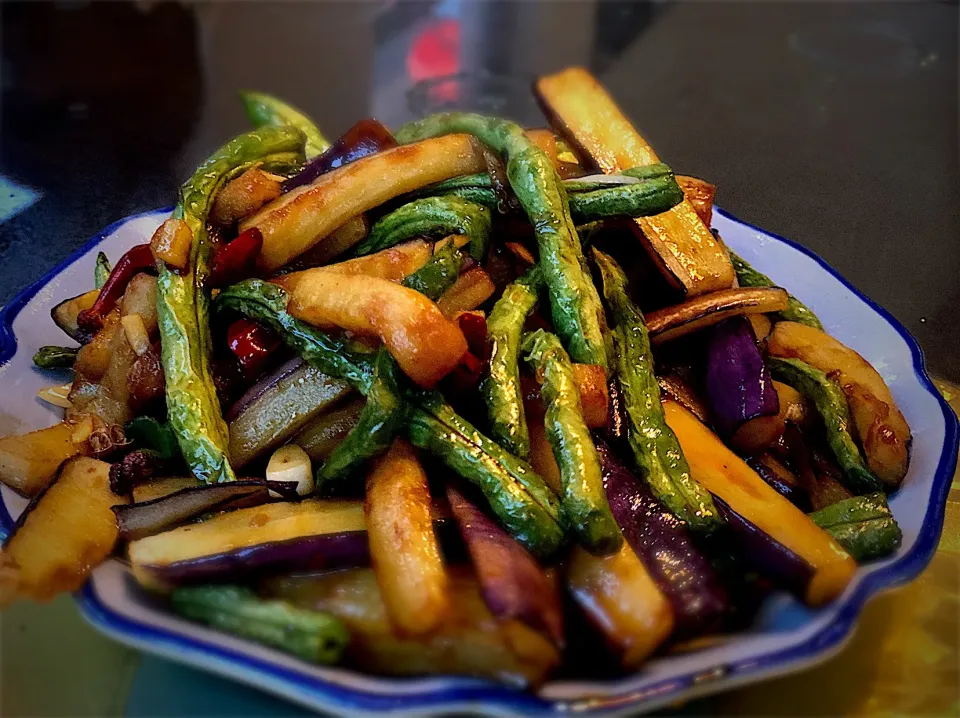 Dry-fried green bean with eggplant|Yangさん