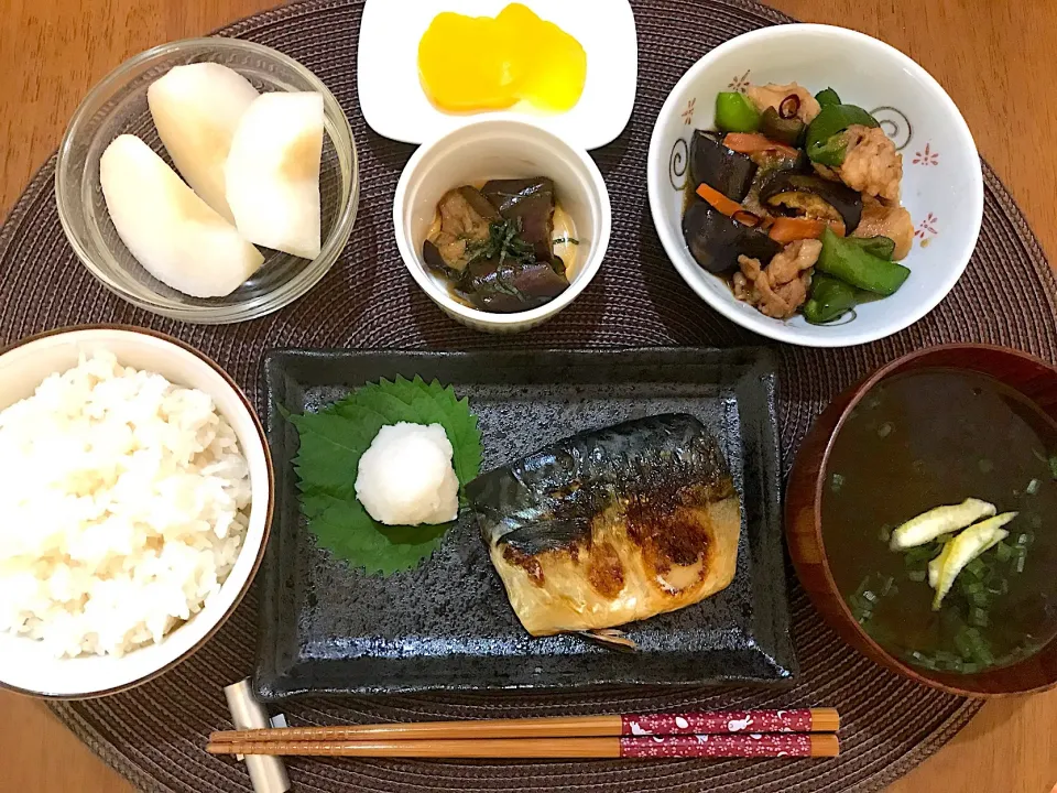 塩鯖となす味噌定食|ゆうかさんさん