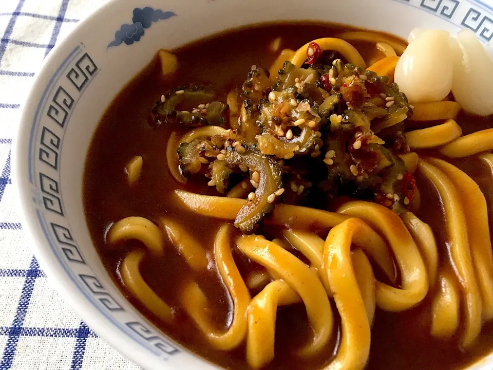 平日ランチに簡単カレーうどん✨ゴーヤの佃煮と💕|はるさん