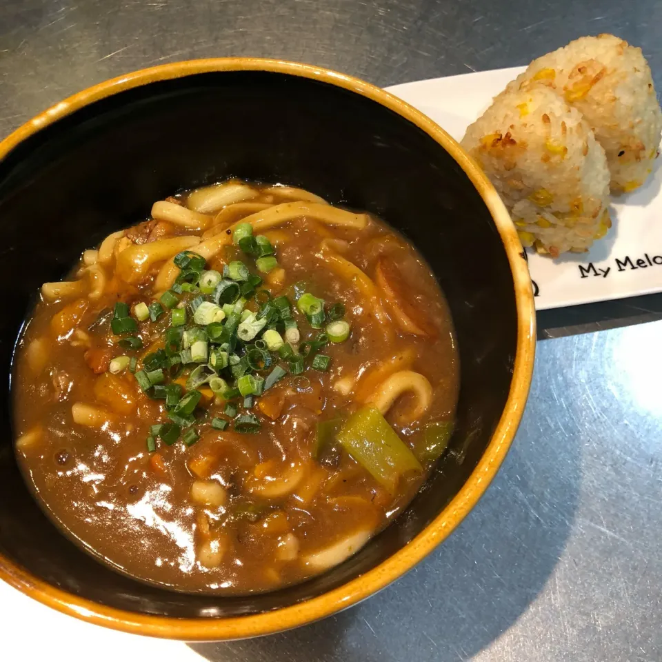 カレーうどん&とうもろこしの炊き込みご飯で焼きおにぎり|seiko Oさん