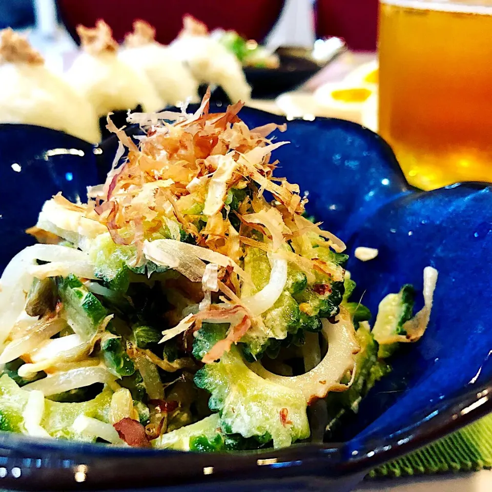 Snapdishの料理写真:苦くない👀‼️ゴーヤとちくわのマヨポンサラダ🥗|ハマちゃんさん