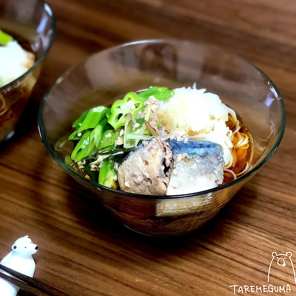 鯖缶おろし素麺|たれめぐま◡̈✩*さん