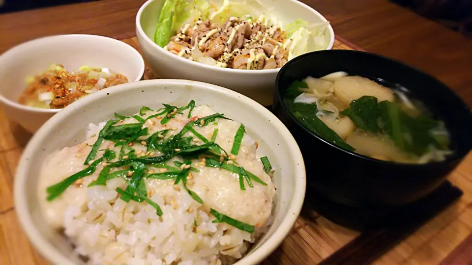 Snapdishの料理写真:梅とろろ麦ご飯～
の晩ごはん✨|kaz(*･ω･)さん