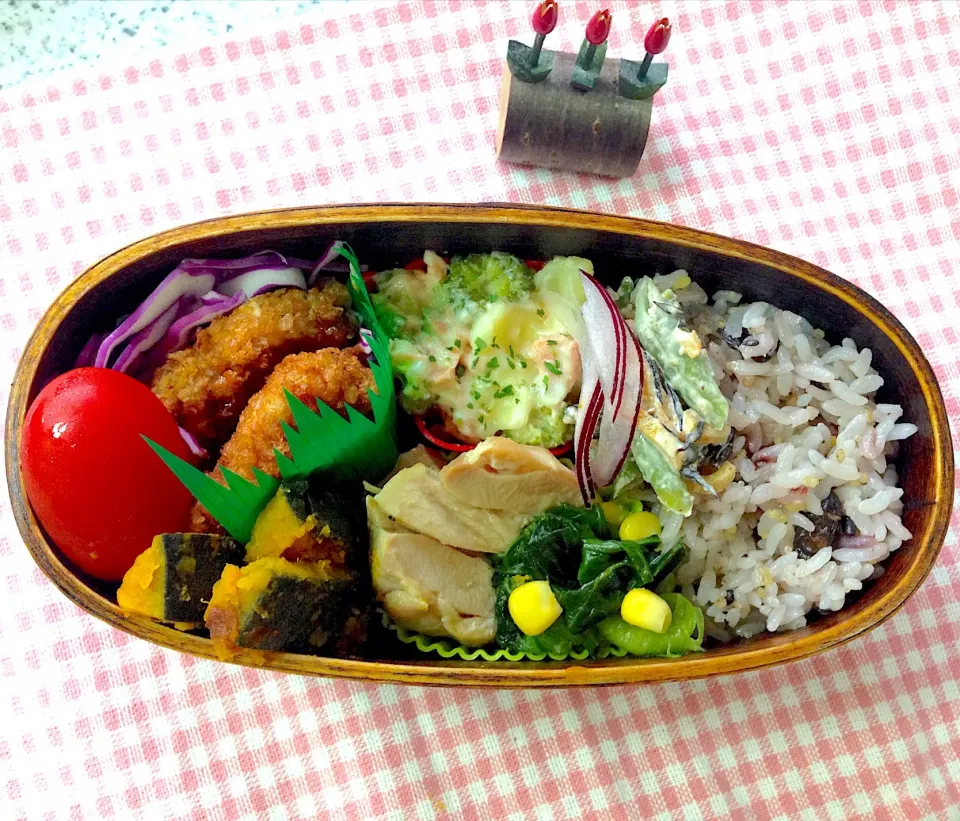 Snapdishの料理写真:今日のお弁当😊 #わっぱ弁当  #夫弁当  #地味弁当|naonaomimichanさん