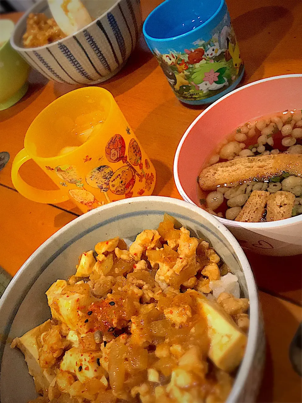 麻婆丼   わかめと油揚げのスープ|ch＊K*∀o(^^*)♪さん