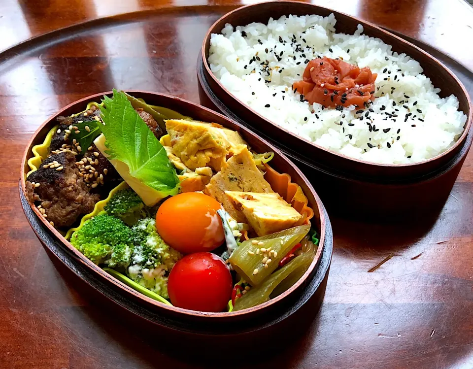 Snapdishの料理写真:本日もお弁当🍱和風ハンバーグ🥩ブロッコリーサラダ🥦フキ煮付け🍘厚焼き玉子🍳
 #息子弁当  #わっぱ弁当  #和風ハンバーグ  #厚焼き玉子  #ブロッコリー🥦  #ふきの煮物  #プチトマト🍅  #札幌  #中島公園|Yukie  Toriseさん