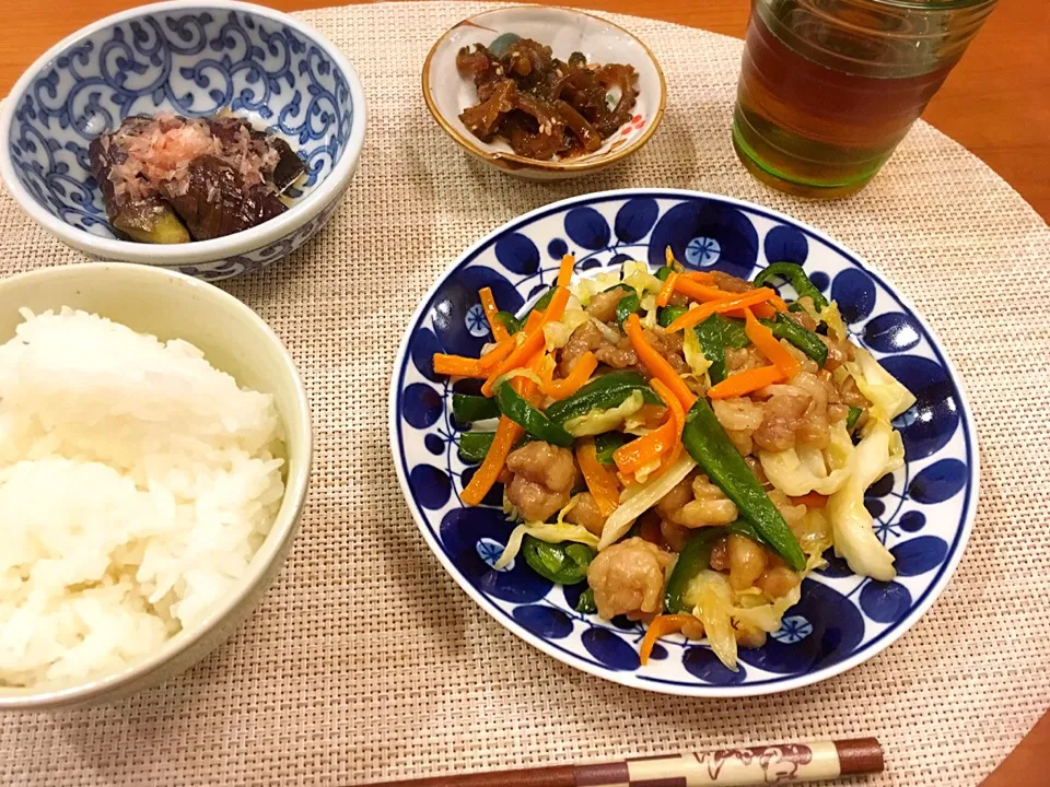 18/08/28 夕飯♪ 肉野菜炒め 茄子煮物 ゴーヤ佃煮|ikukoさん