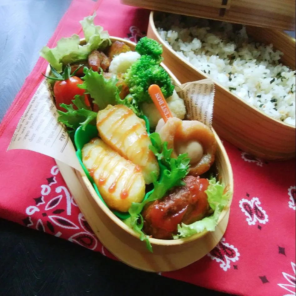 咲きちゃんさんのオツな肴🍶シリーズ😁⑧モッチモチ✨カマンベールいももち 入り息子弁当|sakurakoさん