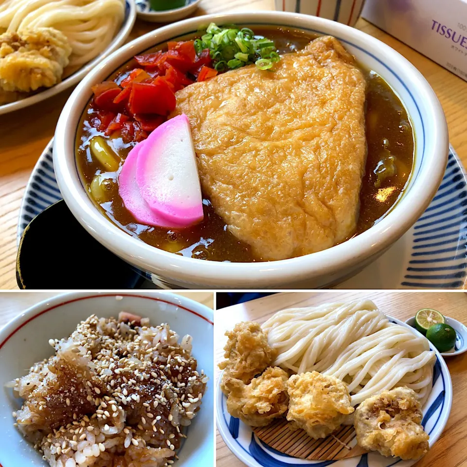 カレーうどん、蛸飯セット🐙、かしわ天ざる大盛🌋|buhizouさん