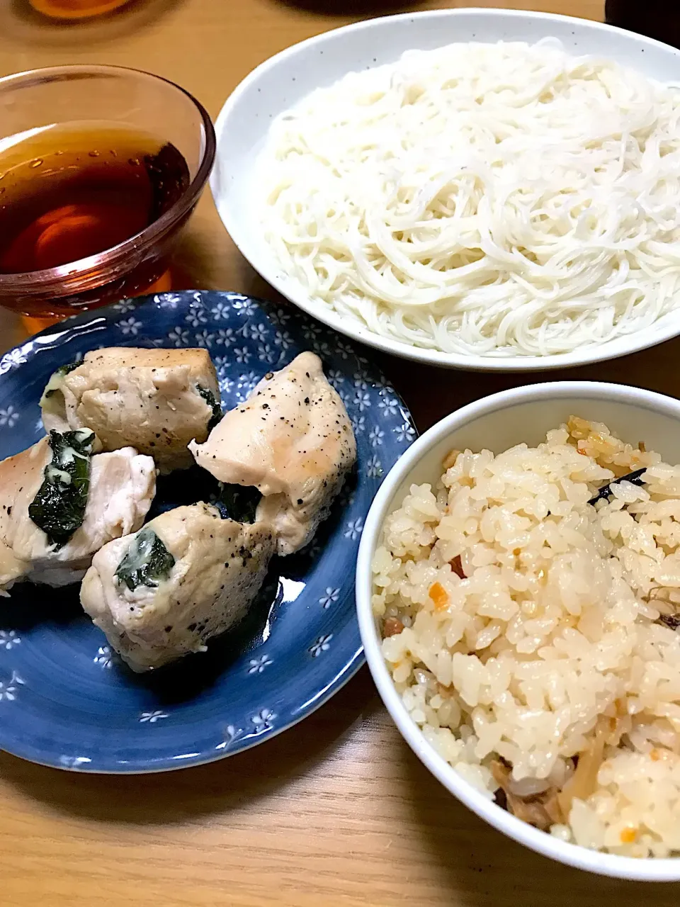 そうめん&鶏肉の梅しそはさみ焼き|sinさん