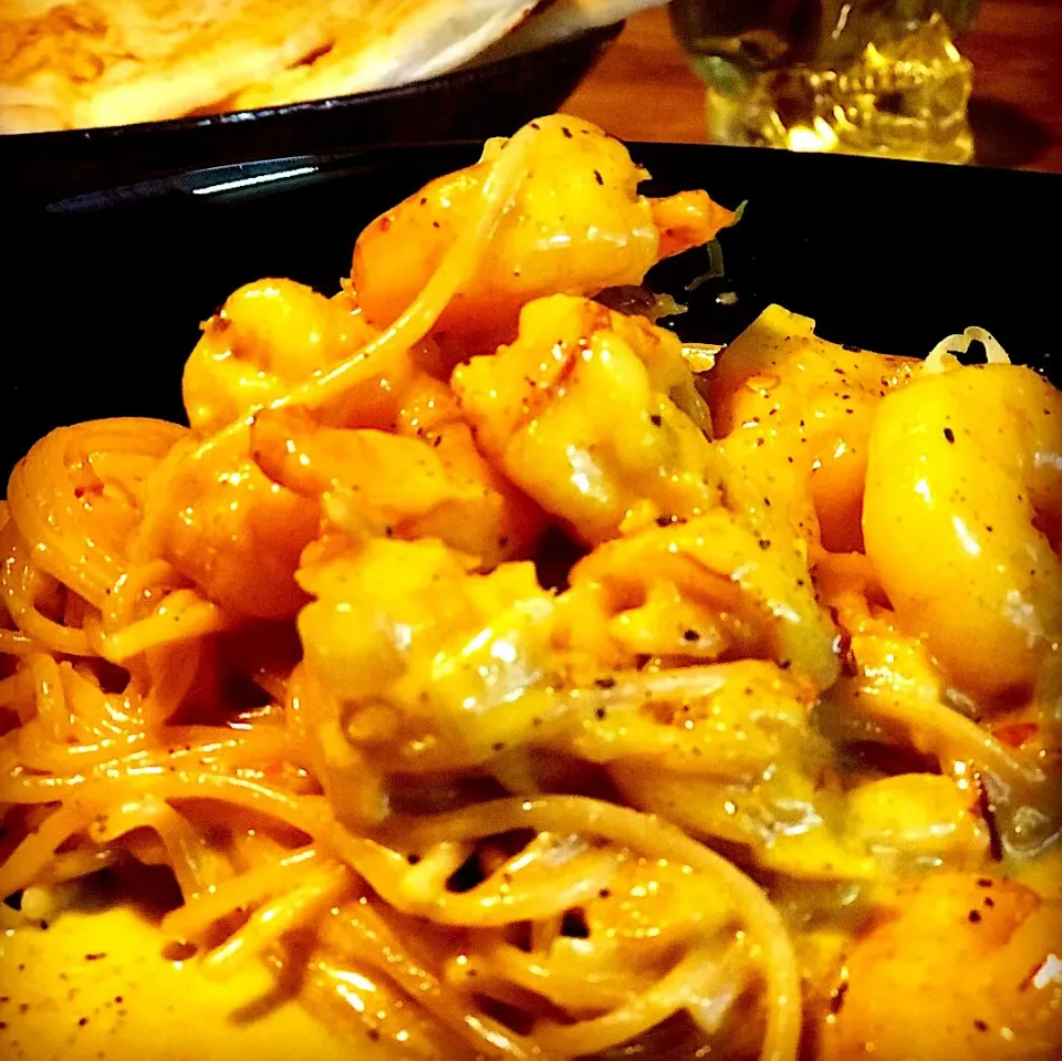 Asian Cream Curry Spaghetti Pasta with garlic Naan|Emanuel Hayashiさん