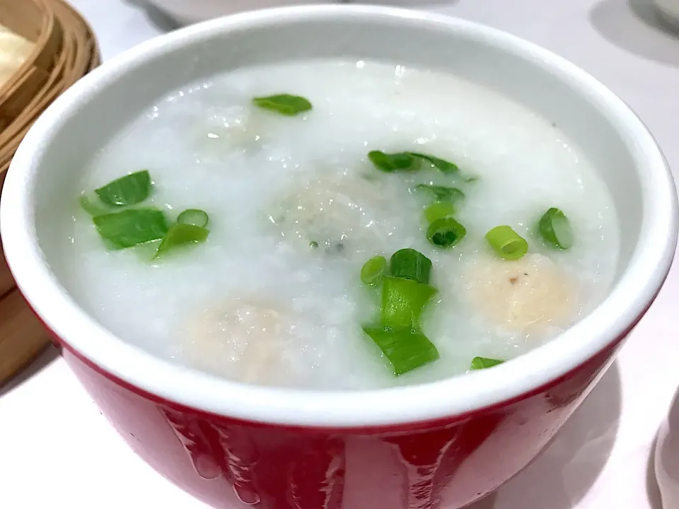 Fish daoe balls and meat balls congee|Sky Blueさん