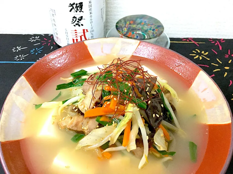 角煮タンメンの麺抜き豆腐スープ
獺祭 試 5月9日上槽（山口）|藤井裕之三号店さん