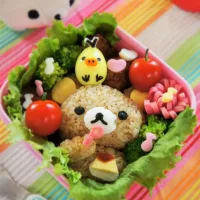 Snapdishの料理写真:プリン大好きリラックマ♪ #リラックマ #キャラ弁 #キャラクター #プリン
 #手作りお弁当 #お弁当