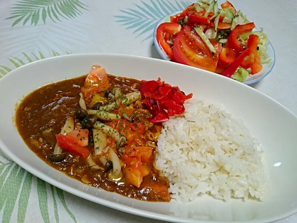 Snapdishの料理写真:☆今日の晩ごはん☆　カレーライス　サラダ|hamamaさん