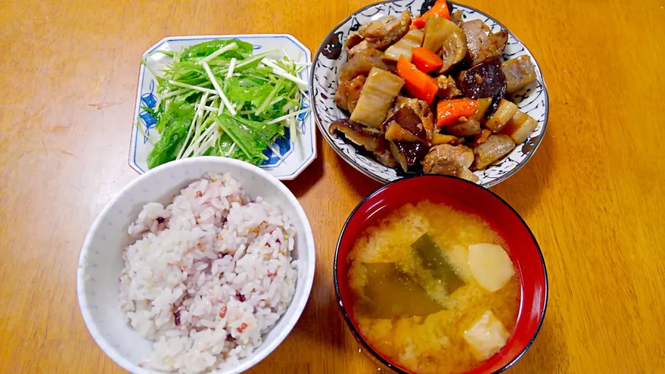 ８月２１日　筑前煮　水菜のサラダ　お味噌汁|いもこ。さん