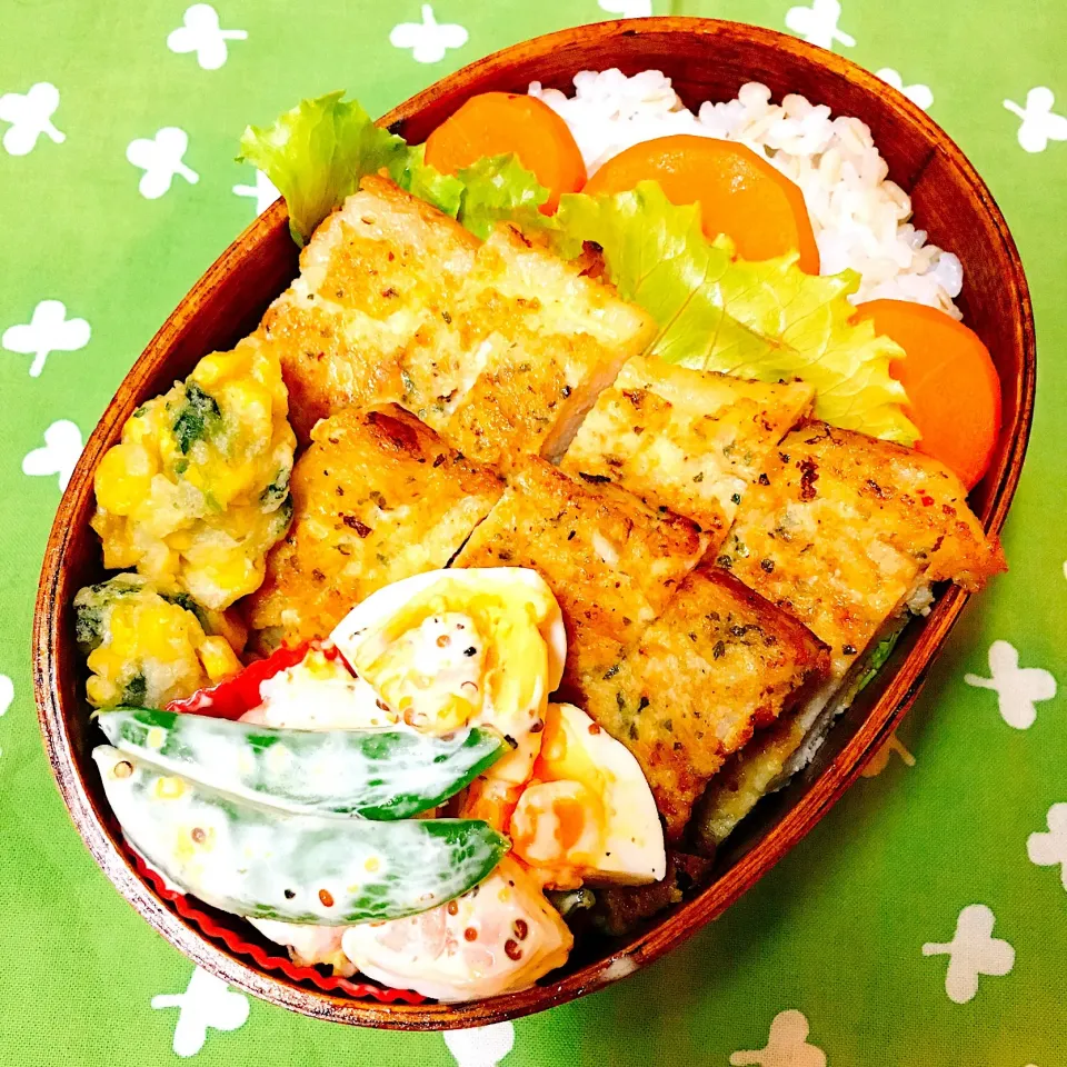 Snapdishの料理写真:ポークピカタ弁当 #わっぱ弁当 #中学生弁当 #剣道部弁当 これでも #女子弁 #おべんたぐらむ #オベンタグラム|Yukiyo  Aoyamaさん