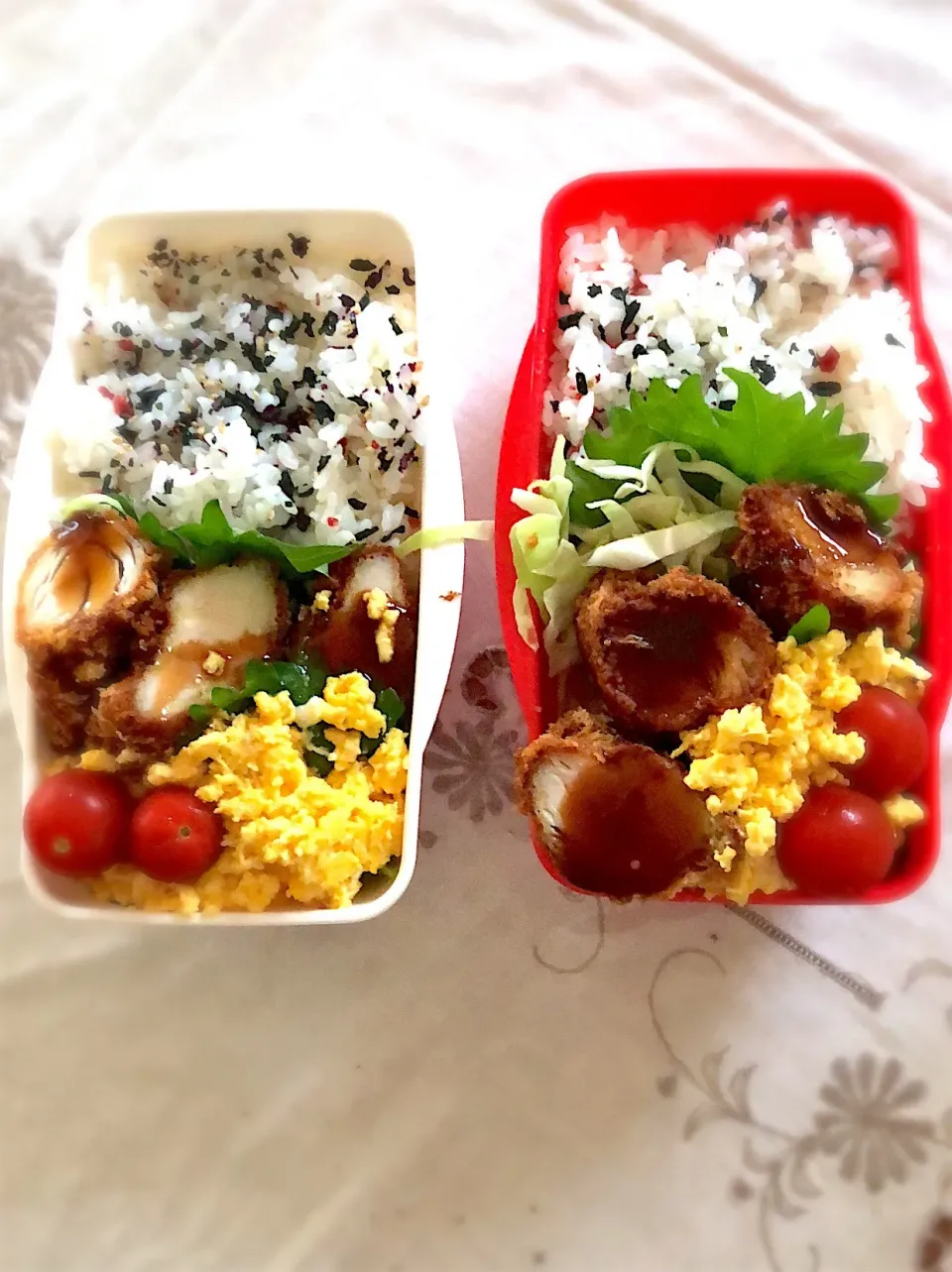 女子高生弁当 #二人分  #昨日の残り物 #ささみカツ#卵サラダ|Eriko  Naraさん