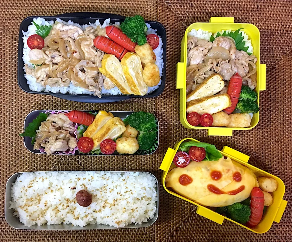 #中高生弁当  #父ちゃん弁当  #のっけ弁当 #生姜焼き #オムライス|よちこさん