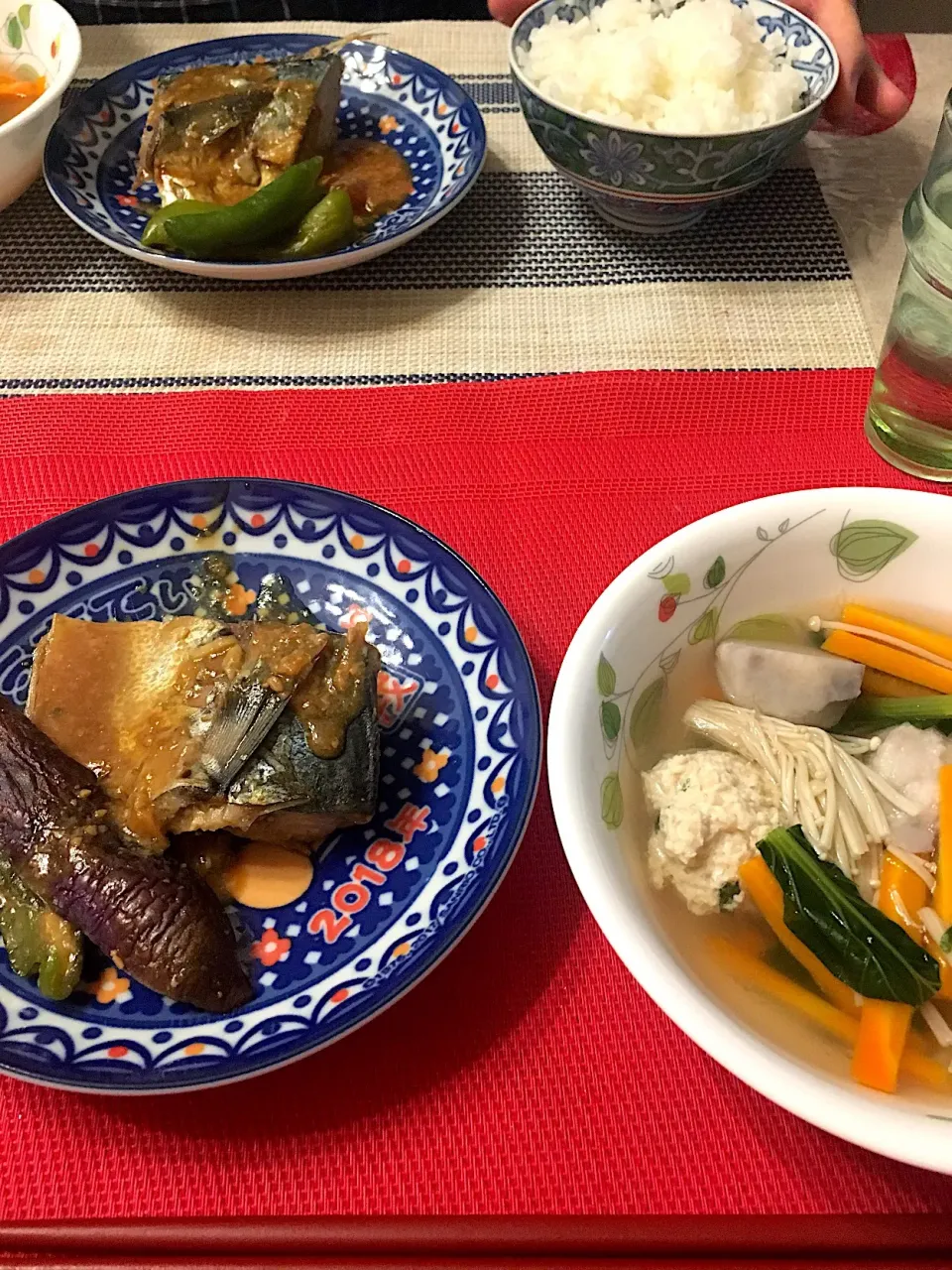 サバ味噌煮、鶏団子汁|ありすさん