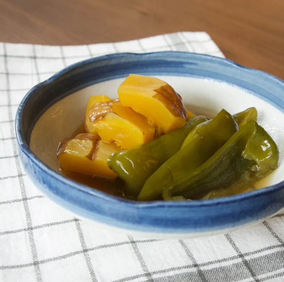 かぼちゃとピーマンの甘辛煮|麻紀子さん