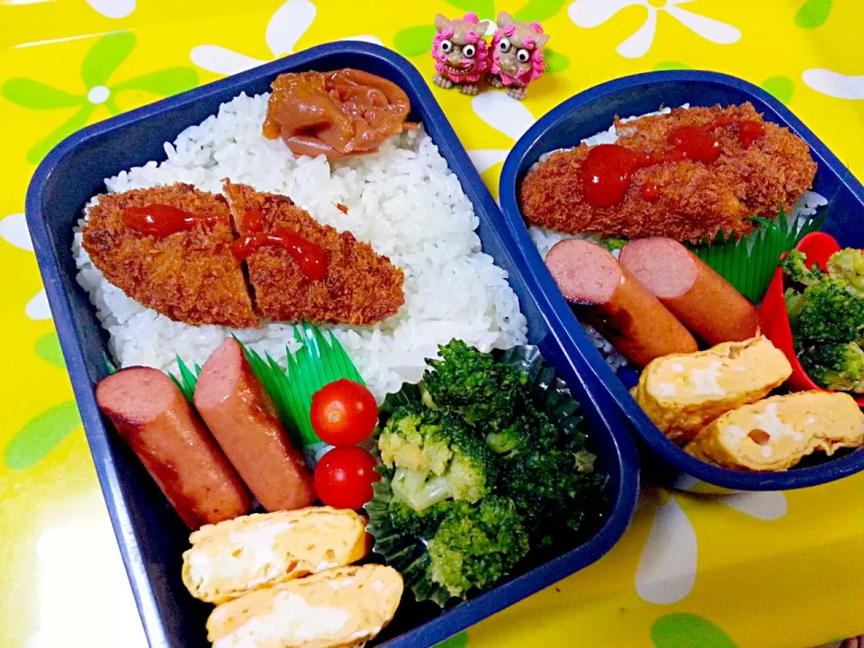 Snapdishの料理写真:夫の弁当、娘の弁当|みどりさん