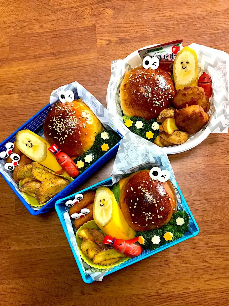 自家製照り焼きつくねバーガー弁当♡|かなさん