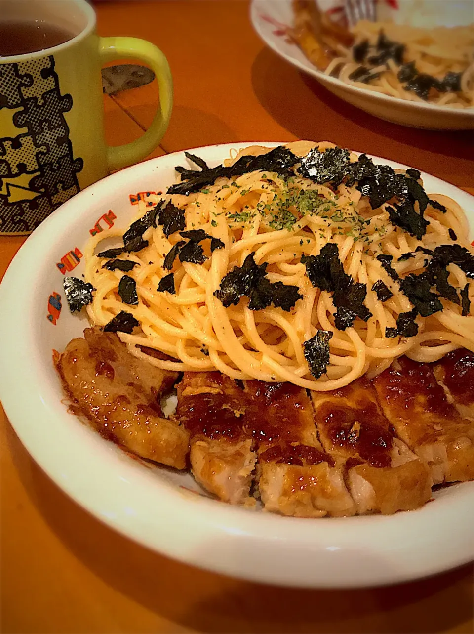 タラコスパゲティ🍝  ポークソテー醤油あんかけ|ch＊K*∀o(^^*)♪さん