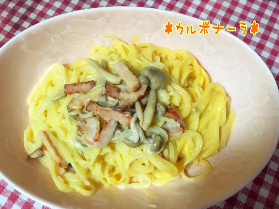 snap dishさんにいただいた、JA全農たまご「特許のたまご『とくたま』」🍳✨を使って、カルボナーラ🍝いつもより黄色が濃いカルボナーラができました!卵白はスープにしました🥘✨|nacchan♪さん