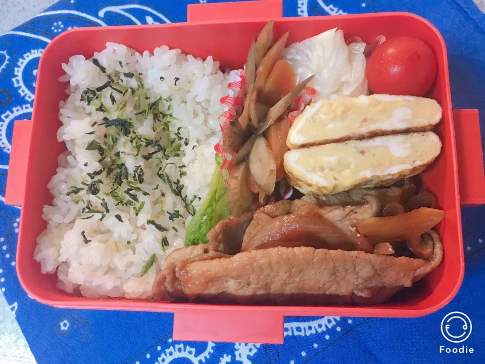 Snapdishの料理写真:♫9/11今日のお弁当♫〜焼肉、だし巻き卵、きんぴらごぼう、キャベツサラダ、プチトマト〜|Satokoさん