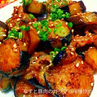 なすと豚肉のガリマヨ味噌炒め