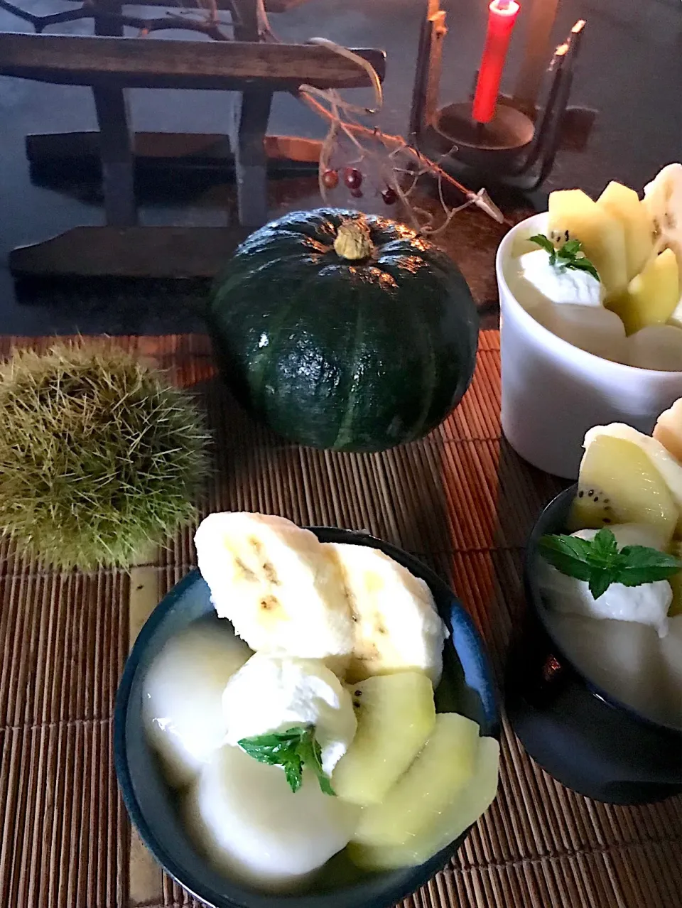 お抹茶がみえない😱💦お抹茶ムースといが栗🌰と坊ちゃんかぼちゃ🎃|シュトママさん