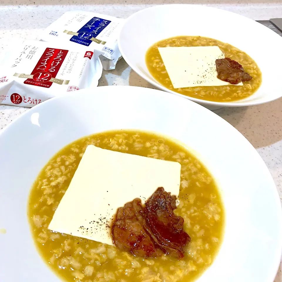 #オートミール チーズカレーリゾット🧀一切れの極小ステーキでご褒美❤️|ヨッチャンさん